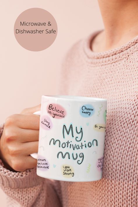 A positive and motivational mug that will you have a wonderful day! Words are so powerful and magical they can turn negative energy into positive energy! This mug will help you start your day with positive thoughts and great vibes. Perfect gift for a friend or family member! This mug is packaged with love and care. Processing time is 2-7 business days Motivation Mug, Self Love Mug, Mental Health, Inspirational Mug, Positivity Gift, Positive Saying Coffee Mug, Joyful Gifts, Quotes Mug Design Ideas Creative, Job Promotion Gifts, Gifts Quotes, Job Promotion, Positive Gift, Confidence Boost, Amazon Handmade, Handmade Business, Support Handmade