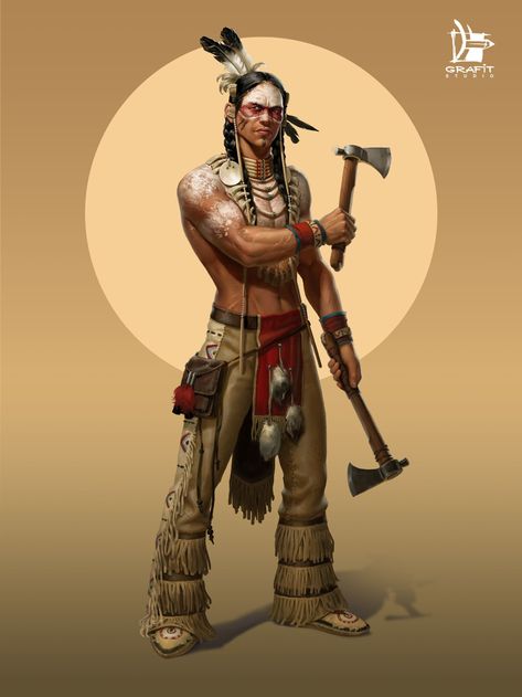 ArtStation - Wild Frontier Game Characters Native Warrior, Warrior Drawing, Indian Artwork, Native American Paintings, Native American Warrior, Native American Pictures, Native American Artwork, West Art, Tower Defense