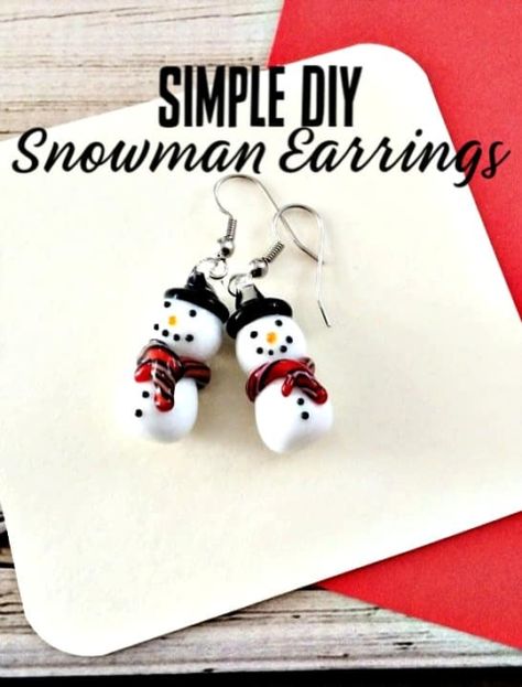 Snowmen Earrings, Diy Christmas Earrings, Snowman Earrings, Christmas Snowmen, Stocking Stuffers For Women, Thrift Store Crafts, Diy Snowman, Christmas Idea, Snowman Crafts