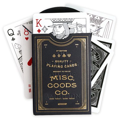 PRICES MAY VARY. PLAYING CARDS SINCE 2012: Introducing the Misc. Goods Co. Premium Playing Cards crafted by owner and designer Tyler Deeb. Launched through a Kickstarter campaign in 2012 these cards redefine traditional gaming with a fresh artistic approach. The deck boasts a stunning array of all-new illustrations created by Tyler Deeb himself. PREMIUM GRADE PLAYING CARDS: Crafted with precision these high quality playing cards features a premium grade Bee quality card stock for unparalleled du Playing Card Crafts, Cards Deck, Dinner Guests, Playing Card Deck, Luxury Gift Box, Playing Card, Foil Print, Deck Of Cards, Card Craft