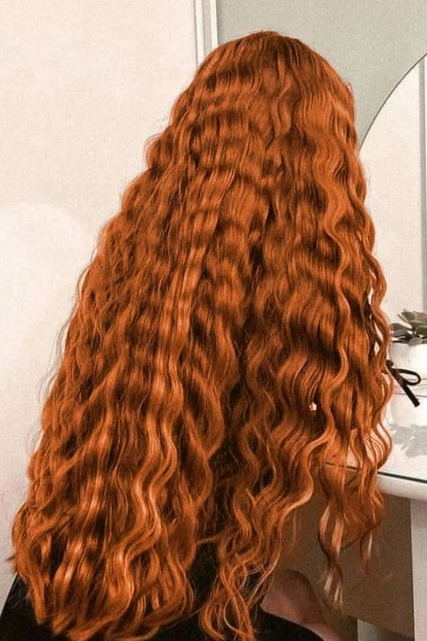 Merida Hair Color, Long Red Hair Curly, Long Curly Auburn Hair, Long Red Hair Natural, Curly Ginger Hair Aesthetic, Curly Red Hair Naturally, Long Curly Ginger Hair, Drawing Hair Styles, Wavy Ginger Hair