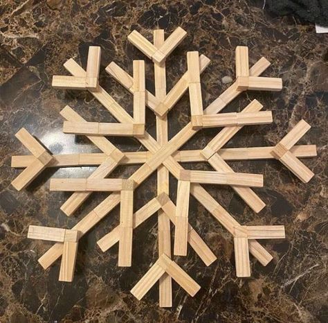 Dollar Tree Jenga Block Christmas Snowflake — CraftBits.com Diy Jenga, Dollar Tree Christmas Decor, Jenga Blocks, Tumbling Blocks, Diy Blocks, Tower Block, Wooden Snowflakes, Diy Dollar Tree Decor, Dollar Tree Christmas