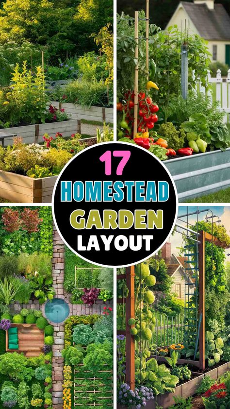 Design a productive and efficient homestead garden with these layout ideas! Incorporate raised beds, rows, or garden zones to maximize space and variety. Plan areas for vegetables, herbs, fruit trees, and flowers to create a balanced, sustainable garden that supports your homesteading lifestyle. Whether you have a small or large space, these layouts help you grow fresh food year-round.

#HomesteadGarden #GardenLayout #SustainableLiving #VegetableGarden #RaisedBeds #GardenDesign #UrbanHomesteading #OrganicGardening #EdibleGarden #BackyardFarm #HomesteadingLife Designing Garden Layout, Large Raised Garden Beds Layout, Garden Set Up Ideas Backyards, Large Vegetable Garden Ideas, Small Garden Bed Layout, Vegetable Garden With Sitting Area, Vegetables Garden Design, U Shaped Garden Bed Layout, Small Orchard Layout