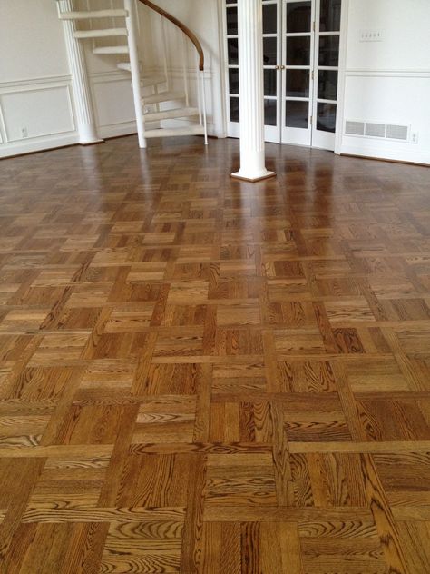 Inlaid Parquet Flooring, Square Parquet Flooring, Chavez Ravine, Flooring Styles, Parquet Tiles, Wood Floor Pattern, Oak Parquet, Oak Parquet Flooring, Wood Floor Design