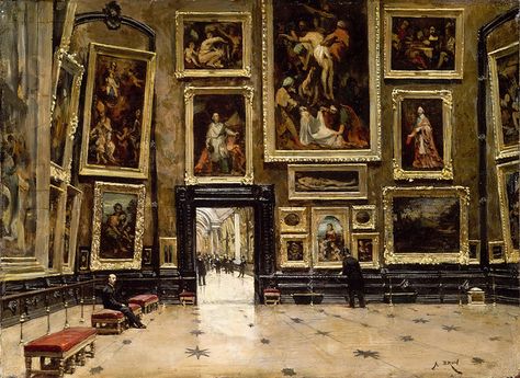 Alexandre Brun - View of the Salon Carré at the Louvre [c.1880] | Flickr - Photo Sharing! متحف فني, Art Parisien, Museum Interior, Galleria D'arte, Night At The Museum, Art Ancien, Museums In Paris, Louvre Paris, Louvre Museum