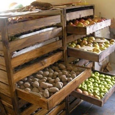 Pallet Drawers, Root Cellar Storage, Vegetables Storage, Desain Pantry, Root Cellar, Homestead Survival, Hobby Farms, Off Grid Living, Veggie Garden