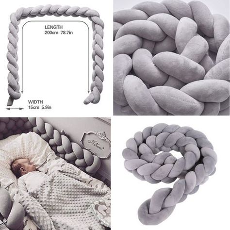 Braided Bumper For Crib, Crib Bumper Diy, Braided Crib Bumper, Diy Crib, Baby Bumper, Cozy Nursery, Diy Bebe, Knot Pillow, Diy Bed Frame