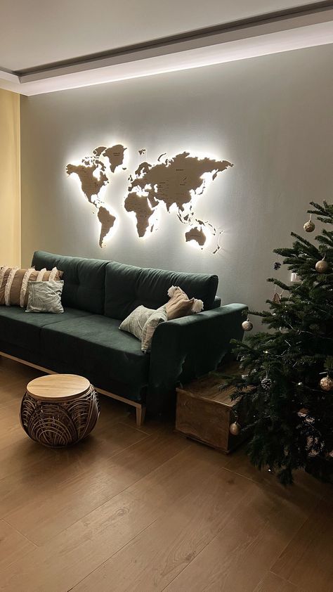 Wall Maps Decor, Unique House Warming Gift Ideas, World Map Wall Decor, Wood World Map, World Map Decor, Wood And Acrylic, Light Decor, Cozy Design, Wall Art Lighting