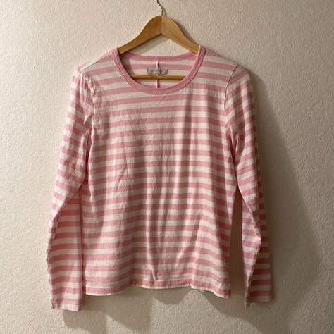 Never Worn Long Sleeve Tshirt From Outerknown. Pink & White Stripes. Size Medium (Classic Fit) But Would Fit Small Slightly Oversized. Pink Tshirt Aesthetic, Long Sleeve Shirts Loose, Pink Tops Aesthetic, Pink And White Striped Shirt Outfit, Striped Long Sleeve Shirt Outfit, Pink Striped Shirt Outfit, Striped Long Sleeve Outfit, Striped Tshirt Outfits, Pink Dress Outfit Casual