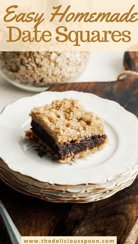 Embark on a delicious journey to Canada with these easy, old-fashioned date squares – a classic Canadian treat that's simply the best! 🍽✨ Crafting a batch of nostalgic goodness is a breeze, savoring the perfect blend of sweet dates and buttery goodness. Simple, timeless, and undeniably the best! Small Cookies Recipe, Oatmeal Date Bars, Cooking With Dates, Date Recipes Healthy, Date Filling, Date Recipes Desserts, Date Slice, Oatmeal Crumble, Easy Bar Recipes