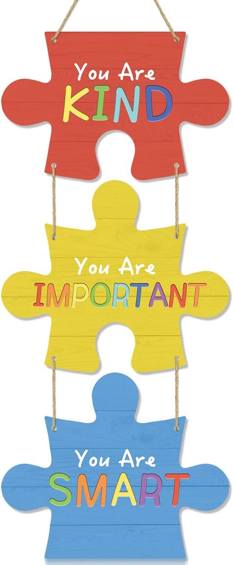 IARTTOP You Are Important Motivational Wood Hanging Wall Art,You Are Smart Positive Quotes Wall Decor for Kids,3 Pieces Colorful Jigsaw Puzzle Wooden Plaque,You Are Kind Inspirational Quote Wood Sign for School Classroom Home Decor School Wall Art Ideas Classroom, Classroom Rules Decoration, School Wall Art Ideas, Playroom Signs, Preschool Classroom Decor, Creative Kids Crafts, Classroom Layout, School Wall Art, Classroom Quotes