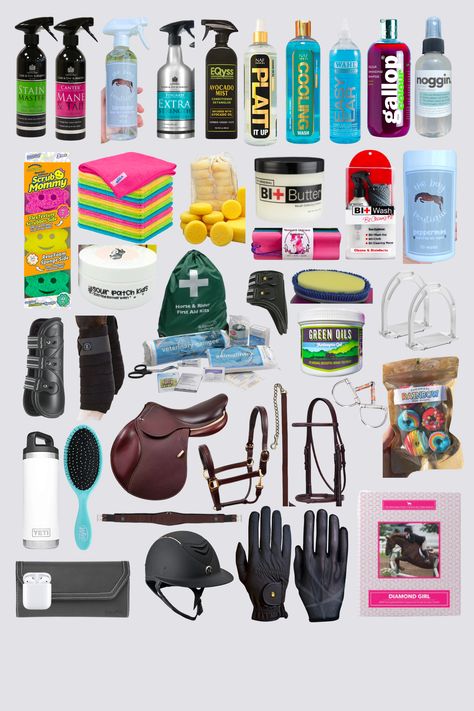 Horse Riding Essentials, Horse Show Essentials, Things For Horses, Horse Things To Buy, Horse Needs, Horse Must Haves, Horse Stuff To Buy, Equestrian Wishlist, Horse Essentials