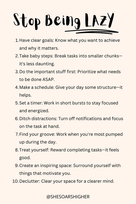 How To Stop Being Lazy Motivation, Habits To Implement, How To Stop Being Lazy Tips, How Not To Be Lazy, How To Be Less Lazy, How To Become A Baddie Tips, How To Study When You Don't Want To, How To Not Be Lazy, How To Stop Being Lazy