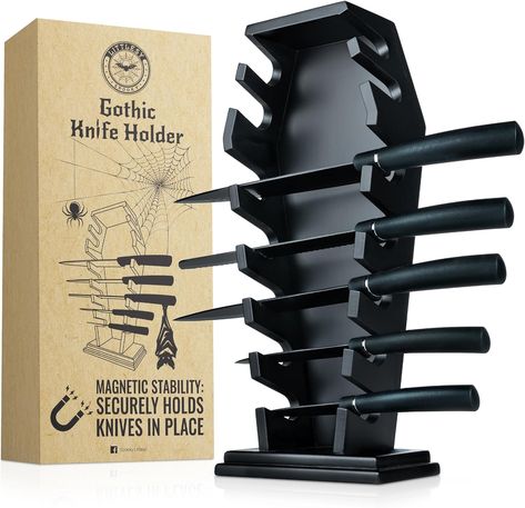 Coffin knife holder has 14 Magnets for 7 knives- Gothic Kitchen Decor and Goth Kitchen Accessories, Gothic Knife Holder, Halloween Knife Holder for Goth Kitchen, Littlesy （Without Knives） Gothic Decor Kitchen, Gothic Knife, Gothic Kitchen Decor, Goth Kitchen Decor, Wooden Coffin, Kitchen Knife Holder, Goth Kitchen, Kitchen Vibes, Accessories Gothic