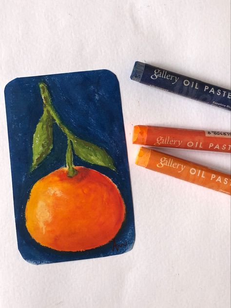 Oil Pastel Orange, Oil Crayon Art, Oil Pastel Fruit, Alcohol Markers Art Ideas, Easy Oil Pastel Art, Oil Pastels Painting, Art Journal Therapy, Oil Pastel Art, Oil Pastel Drawings