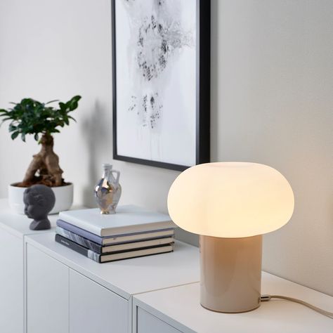 DEJSA Table lamp with LED bulb, beige/opal glass, 11" - IKEA Ikea Table Lamp, Ikea Lamp, Table Ikea, Indoor Lamp, Large Table Lamps, Smart Light Bulbs, Decorative Table Lamps, Ikea Family, Mushroom Lamp