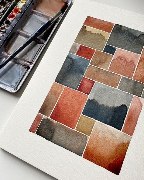 Square Watercolor Painting, Watercolor Squares, Watercolor Abstract Art, Aquarelle Painting, Kunst Inspiration, Abstract Watercolor Art, Watercolor Sketchbook, 수채화 그림, Abstract Watercolor Painting