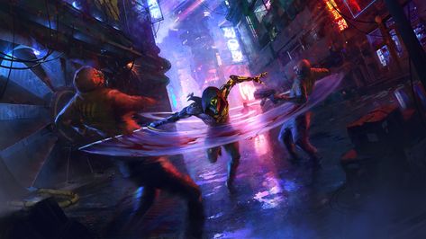 ArtStation - Ghostrunner, Aaron Griffin Aaron Griffin, Mirror’s Edge, Art Cyberpunk, Demo Game, Hack And Slash, Cyberpunk Aesthetic, Dishonored, Cyberpunk Art, Action Games