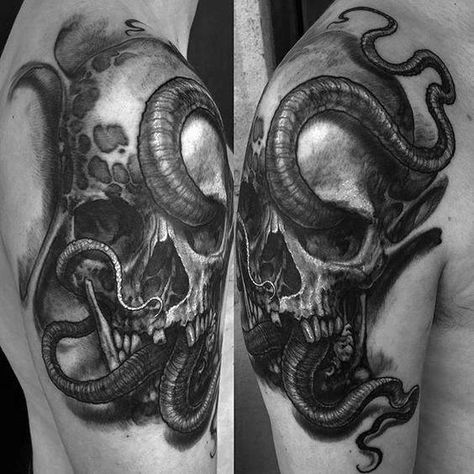 Mens Arm And Shoulder Octopus Skull Tattoo Design Inspiration Octopus Skull Tattoo, Skull With Tentacles, Tentacle Tattoo, Buddha Tattoo Sleeve, Octopus Skull, Japanese Hand Tattoos, Mysterious Tattoo, Skull Tattoo Designs, Pencil Tattoo