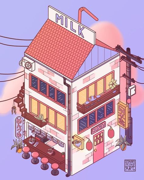 🪴kim 🌊 on Instagram: "🥛 milk 🥛 so i‘ve been stuck in an art block the last few days. i‘m really struggling creating new art that pleases me but anyways here’s a cute milk house!! . . . #art#artist#artistsoninstagram#artwork#artstyle#drawing#draw#digital#digitalart#digitalillustration#digitaldrawing#digitalartists#isometric#isometricart#isometricroom#procreate#procreateart#procreatedrawing#creative#colorful#house#architecture#design#aesthetic#aesthetics#plants#artsy#japan#japaneseart" Isometric City Drawing, Isometric Drawing House, Isometric Art House, Isometric House Illustration, Isometric Drawing Architecture, Isometric Aesthetic, Isometric Art Drawing, Kawaii Isometric, Isometric Art Illustration