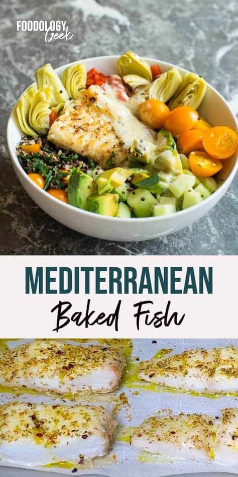 Mediterranean Baked Halibut Mediterranean Baked Fish, Easy Baked Fish Recipes, Baked Fish Recipe, Baked Halibut, Mediterranean Fish, Easy Mediterranean Diet, Mediterranean Diet Food List, Mediterranean Recipes Healthy, Mediterranean Fish Recipe