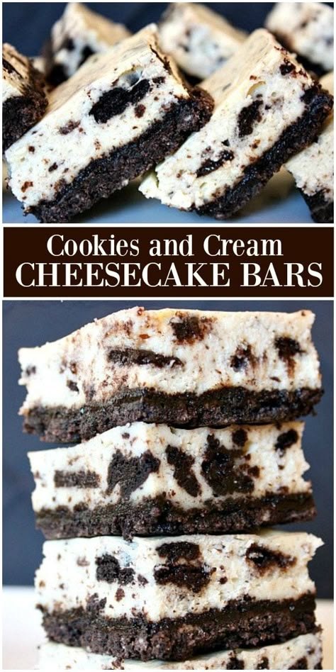 Oreo Desserts, Cookies And Cream Cheesecake, Cream Cheesecake, Cheesecake Bar Recipes, Oreo Recipes, Cookies N Cream Cookies, Oreo Dessert, Bars Recipe, Cheesecake Bars