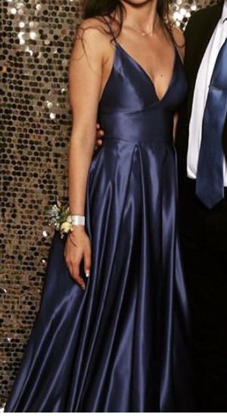 Uk Prom Dresses Blue, Dark Blue Simple Prom Dress, Dark Blue Prom Dress Simple, Deep Blue Prom Dresses Long, Dark Navy Bridesmaid Dress Midnight Blue, Long Dresses Silk, Navy Blue Dress Graduation, Navy Blue Dress Silk, Slick Prom Dresses