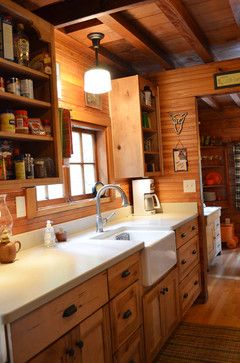 Lake Bungalow, Swiss Kitchen, Rustic Cabin Kitchen, Log Cabin Kitchens, Log Home Kitchens, Cabin Remodel, Farm Cabin, Cabin Renovation, Cabin Kitchen