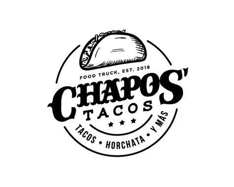 Logopond - Logo, Brand & Identity Inspiration Foodtruck Logo Design Ideas, Taco Logo Ideas, Restaurant Logo Ideas, Taco Logo, Taco Fest, Mexican Graphic Design, Mexican Restaurant Design, Nirvana Logo, Food Lettering