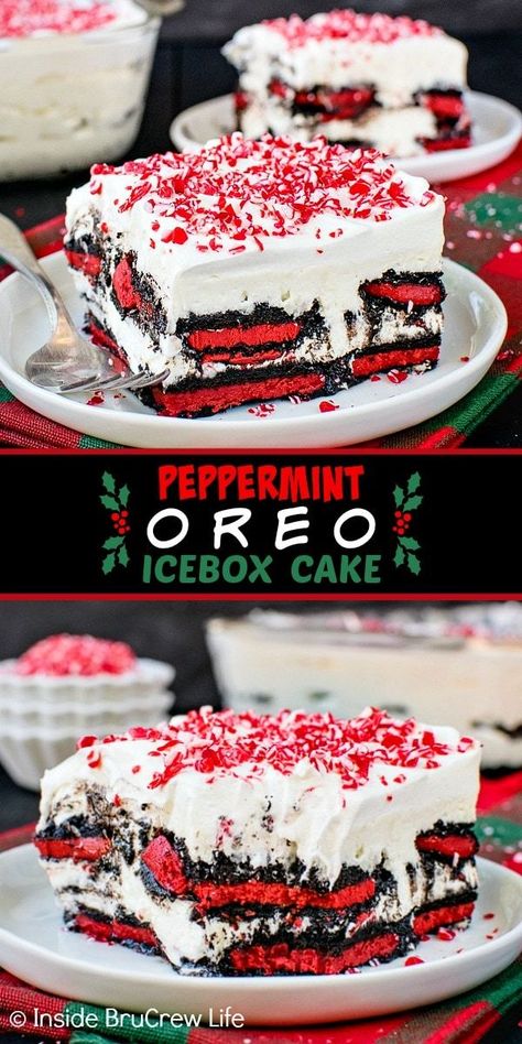 Madeleine, No Bake Peppermint Cheesecake, Oreo Icebox Cake, Festive Holiday Desserts, Peppermint Dessert, Xmas Desserts, Butter Fingers, Peppermint Cheesecake, Delicious Christmas Desserts