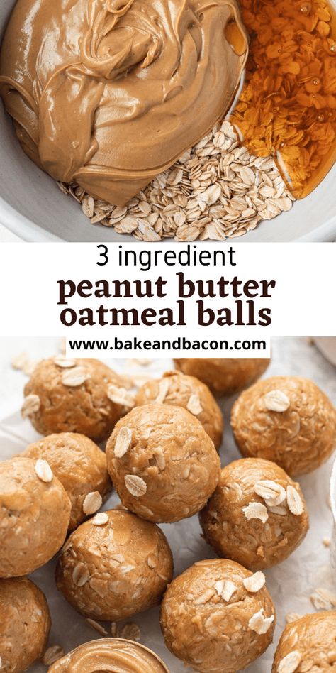 3 Ingredient Peanut Butter Oatmeal Balls Peanut Butter Oatmeal Balls, Oatmeal Balls, Peanut Butter Oats, Healthy Food Facts, Peanut Butter Honey, Peanut Butter Oatmeal, Peanut Butter Protein, Healthy Peanut Butter, Peanut Butter Balls