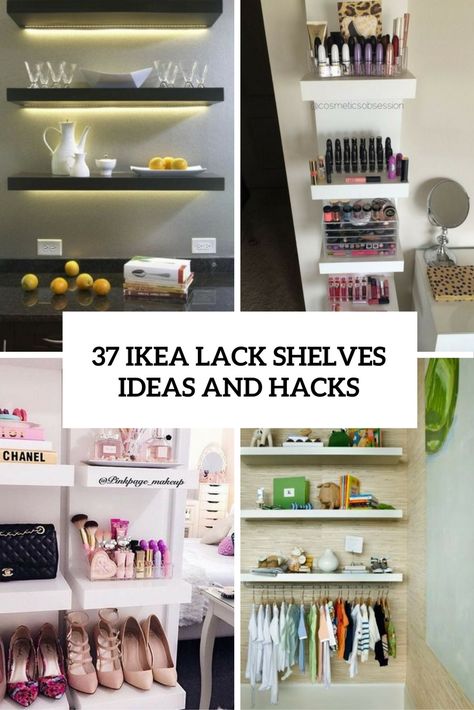 ikea lack shelves ideas and hacks cover Craft Room Ideas Ikea, Room Ideas Ikea, Ideas For Craft Room, Ikea Hack Vanity, Ikea Lack Hack, Lack Hack, Ikea Shelf Hack, Lack Shelves, Ikea Lack Wall Shelf