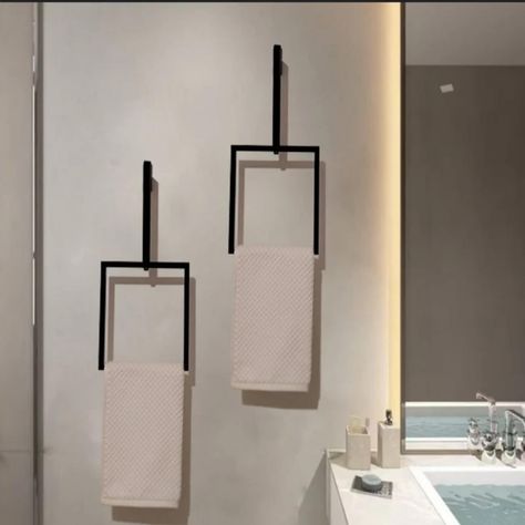 PRICES MAY VARY. ELEGANT MODERN AESTHETIC: With its sleek, minimalist design, this metal towel holder adds a touch of modern elegance to any bathroom or kitchen. The clean lines and contemporary square shape make it a stylish addition to various decor styles, from modern to traditional, enhancing the overall aesthetic of your space. SPACE-SAVING VERTICAL DESIGN: This vertical towel rack is expertly crafted to fit seamlessly into small bathrooms and kitchens, making the most of your available spa Towel Racks, Vertical Towel Rack, Hand Towel Hanger, Toallero Ideas, Bath Towel Racks, Bathroom Black, Towel Holder Bathroom, Hand Towel Holder, Black Towels