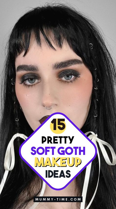 15 Enchanting Soft Goth Makeup Ideas | Mummy Time Goth Nun Makeup, Goth Makeup Looks With Glasses, Clean Girl Goth Makeup, Office Goth Makeup, Modern Goth Makeup, Vintage Horror Women, Corp Goth Makeup, Beginner Goth Makeup, Soft Goth Makeup Everyday