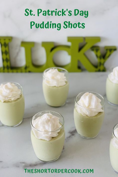 Irish Whiskey Pudding Shots, Irish Pudding Shots, St Patrick’s Day Pudding Shots, Green Pudding Shots, Pistachio Pudding Shots, Irish Dinners, Pudding Shooters, Hello Shots, Pudding Shot Recipes