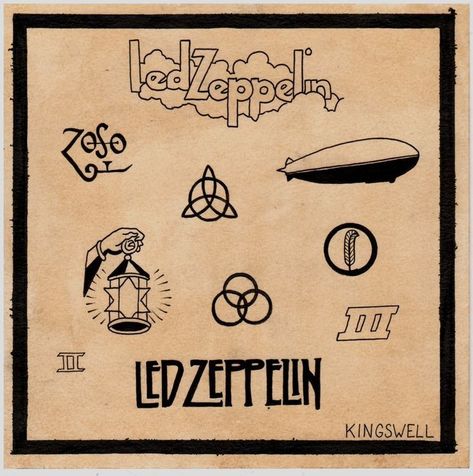 70s Rock Tattoo, 70s Tattoo Vintage, Led Zeppelin Tattoo Ideas, Rock Tattoo Music, Rock Music Tattoo, 70s Tattoo Ideas, Tattoo Ideas Music, 70s Tattoo, Led Zeppelin Symbols