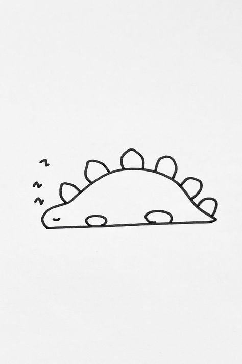 Cute Doodles Dinosaur, Cute Dinosaur Drawing Doodles, Little Creatures Drawing, Cute Things To Draw Easy Simple Animals, Dinasour Drawing Simple, Easy Things To Draw For Beginners, Animals To Draw Easy, Easy Doodle Art For Beginners, Simple Dinosaur Drawing