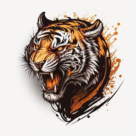 Tiger Logo Design, Cool Tiger, Tiger Logo, Premium Photo, Logo Design, Black, Design