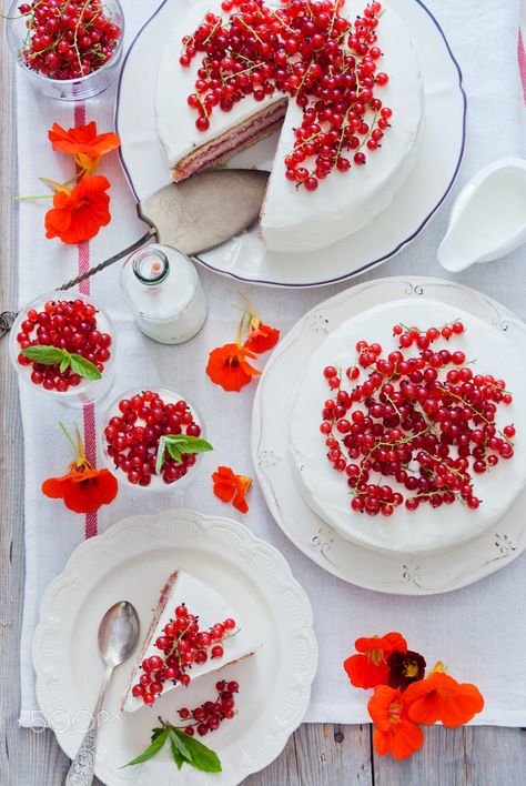 Cakes with red currant by Anna Ozerova / 500px Berry Dessert, Red Currant, Cream Desserts, Fruit Desserts, Red Berries, Aloe Vera, Dessert, Fruit, Cake