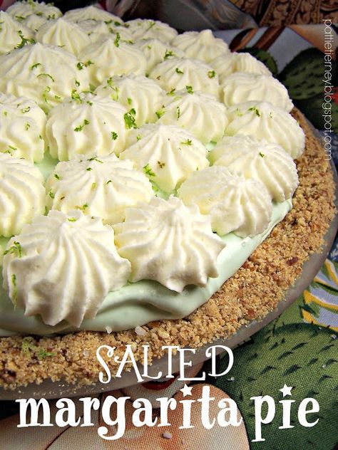 Margarita Pie With Pretzel Crust Tequila, Margarita Pie With Pretzel Crust, Margarita Desserts, Margarita Pie Recipe, Pie With Pretzel Crust, Lime Dessert Recipes, Lime Dessert, Margarita Pie, Slab Pies