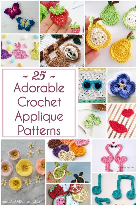 Crochet Applique Patterns, Crochet Sloth, Crochet Applique Patterns Free, Crochet Butterfly Pattern, Leftover Yarn, Crochet Embellishments, Crochet Flowers Easy, Crochet Fruit, Confection Au Crochet