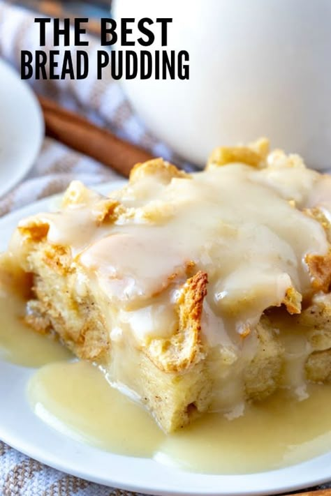 Lazarus Bread Pudding Recipe, Cinnamon Pecan Bread Pudding, Bread Pudding Pancakes, Easy Breakfast Dessert Ideas, Tidy Mom Recipes, Bread Pudding For A Large Crowd, Custardy Bread Pudding, Bread Puddings Recipe, Bread Pudding Icing