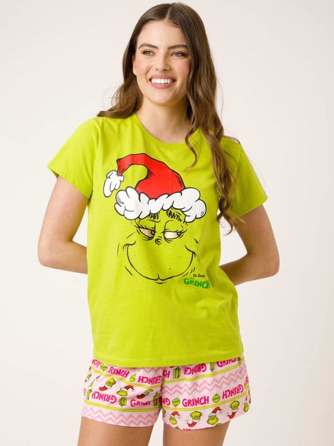 Multi Colour The Grinch Womens Pyjama Set | Best&Less™ Online Adult Christmas Pyjamas, Grinch Pyjamas, Christmas Pyjamas Shorts, Primark Christmas Pyjamas, Christmas Cotton Sleepwear For Bedtime, School Uniform Accessories, Mens Sleepwear, Mens Workwear, Womens Pyjama Sets