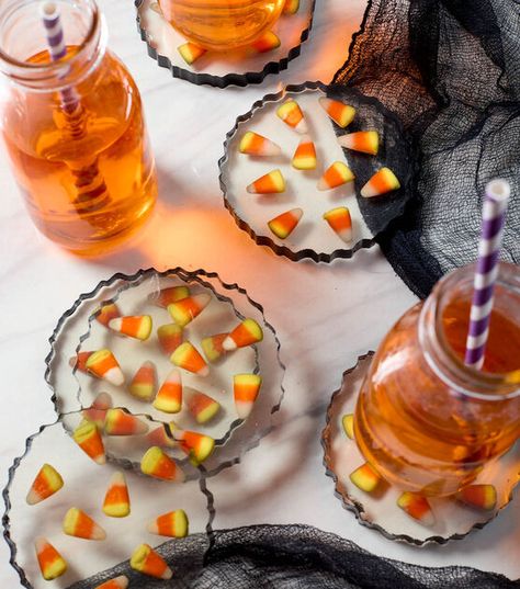 Candy Corn Resin Coasters, Festive Halloween Decor, Crafting Business, How To Make Resin, Festival Ideas, Foam Shapes, Halloween Candy Corn, Fall Yall, Resin Ideas