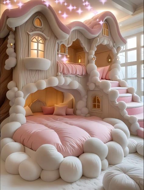 Bedroom Ideas Cute And Cozy, Big Bedrooms Ideas, Cute Girly Room Ideas Bedrooms, Things To Put In Your Room, Princess Bedroom Aesthetic, Princess Bunk Bed, Crazy Bedrooms, Girl Bedroom Designs For Kids, Crazy Rooms