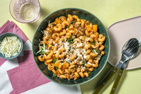 Sausage Bell Pepper Pasta, Southwest Beef Cavatappi, Bell Pepper Pasta, Vegetarian Meal Plan, Hello Fresh Recipes, Pepper Pasta, Sweet Bell Peppers, Family Fresh Meals, Fresh Recipes