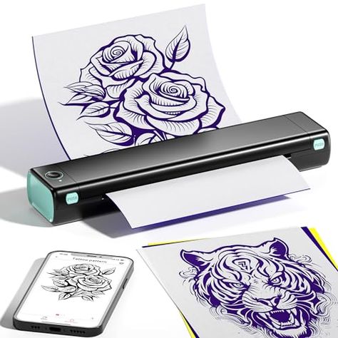 ItriAce Tattoo Stencil Printer, Tattoo Printer, M08F Tattoo Printer Machine with 10 Pcs Free Transfer Copier Paper, Bluetooth Stencil Printer Kit for Artist & Beginner, Compatible with Phone & Laptop Tattoo Transfer Paper, Tattoo Printer, Beginner Tattoos, Tattoo Transfers, Stencil Printing, Thermal Printer, Tattoo Machine, Tattoo Pattern, Pencil Art Drawings