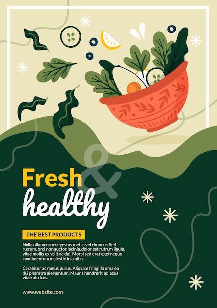 Organic food Vectors & Illustrations for Free Download | Freepik Vegan Website Design, Veganuary Poster, Healthy Poster Design, Healthy Lifestyle Poster Design, Food Illustration Art Graphics, Vegetable Poster Design, Healthy Food Ads, Food Illustration Poster, Healthy Food Poster