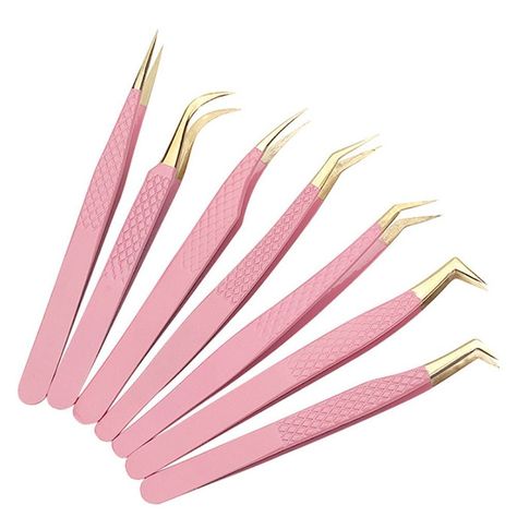 Colour:pink Type:Eyelash Extension Tweezer Package Includes:1pcs*Eyelash Extension Tweezer Material:Stainless Steel Size:As shown Perfect application tools to apply the eyelash extensions. Description: 302 Stainless steel, non magnetic tweezers, that are light in weight and easy to handle when applying the extensions. Our curved tweezers grasps the lash completely, with no worry of the lash slipping through the forceps. Light weight so does not cause hand fatigue Eyelash Extensions Tweezers, Eyelash Tweezers Tools, Makeup Applicators, Eyelash Tools, Eyelash Tweezer, Makeup Tool, Makeup Application, Eyelash Extension, Tweezers