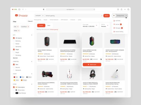 Shappp | Dashboard e commerce (search result) by Muftagi Arm for Visoeal Studio on Dribbble E Commerce Ux Design, E Commerce Website Design Inspiration, E Commerce Ui Design, Card Ui Design Website, Product Page Ui, E Commerce Web Design, Ecommerce Ui Design, Web Design Creative, Kids Graphic Design